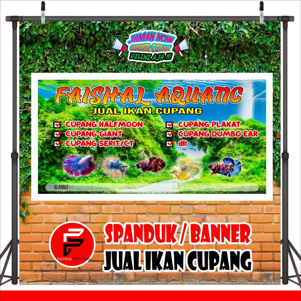 spanduk/banner toko ikan hias / ikan cupang ukuran 2 x 1 meter