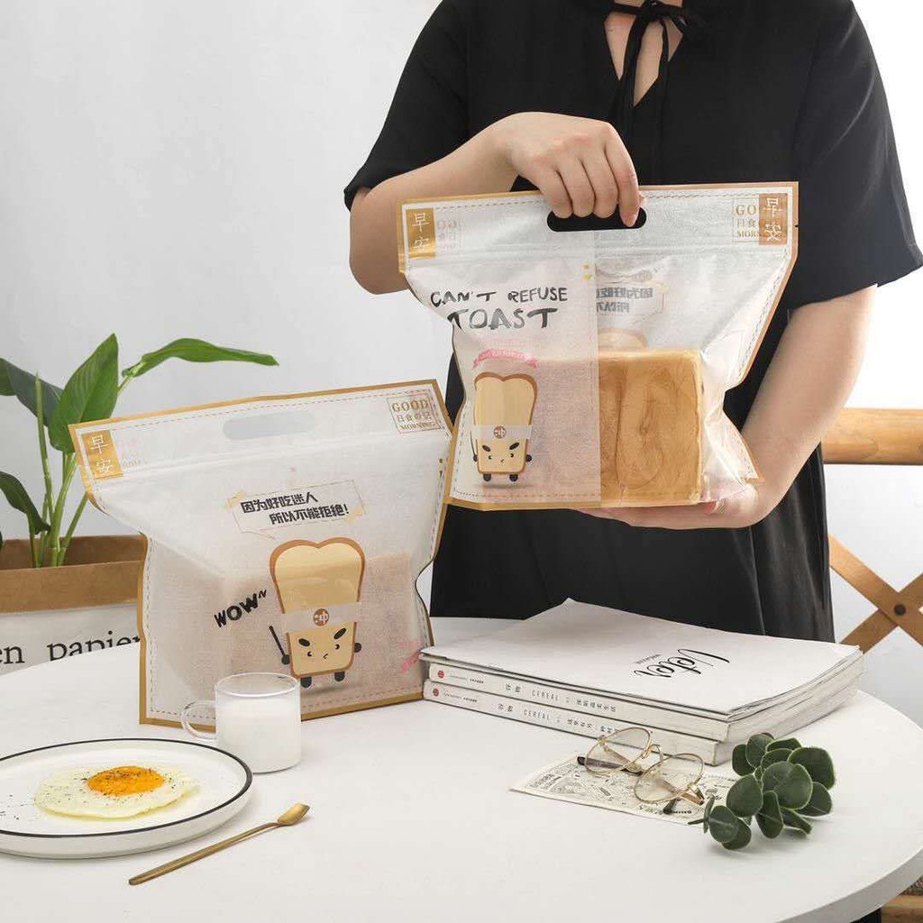 

(isi 5 PCS) Food Packaging / Plastik Pouch / Toast Paper Bag Gambar Lucu untuk Makanan Kue Roti