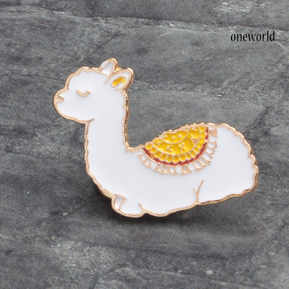 OW@ Cartoon Animal Alpaca Enamel Collar Shirt Pin Badge Brooch Jewelry for Women