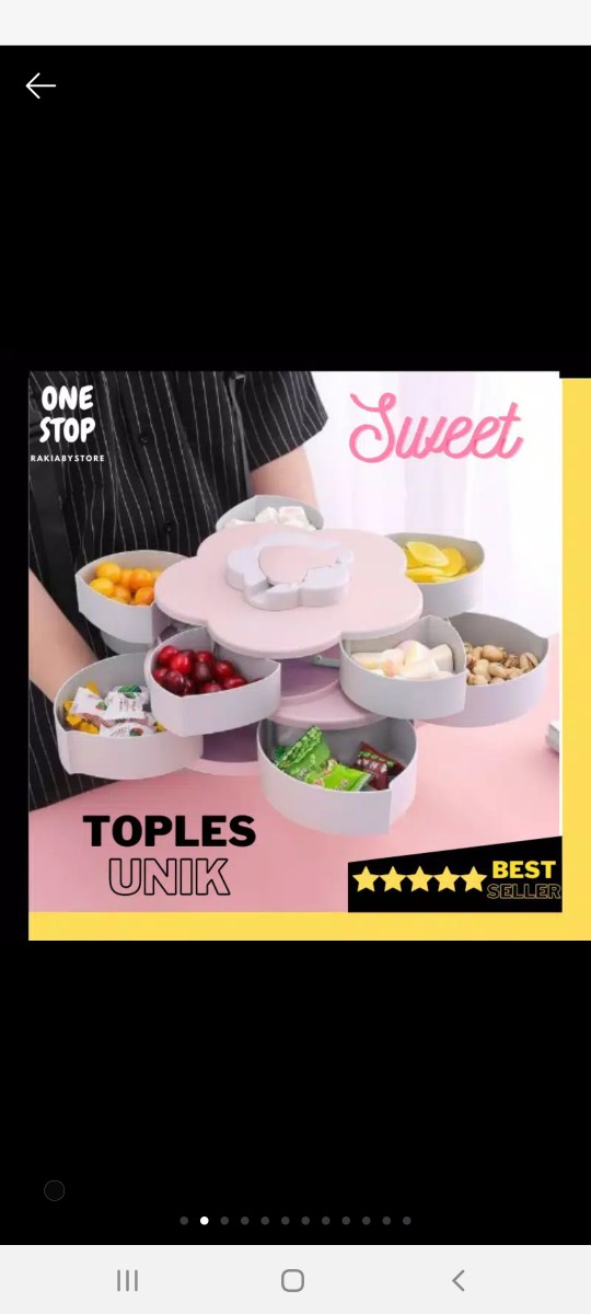 Toples Bunga Putar / Candy Gift Box Tempat Kue,snack,candy Unik 2 Susun Toples Kue Lebaran - Pink