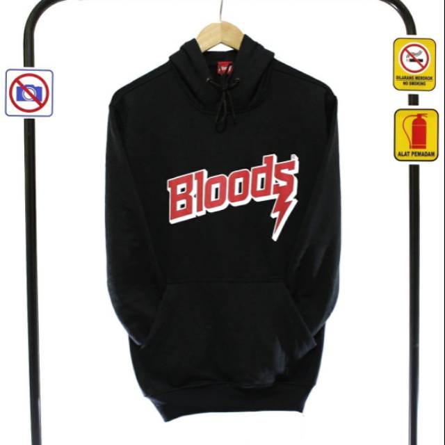 Jaket hoodie bloods black jaket pria wanita