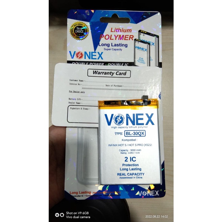 Baterai Double Power Infinix Hot S BL-30QX Batre HP Vonex Original Baterai Double Power Infinix Hot 