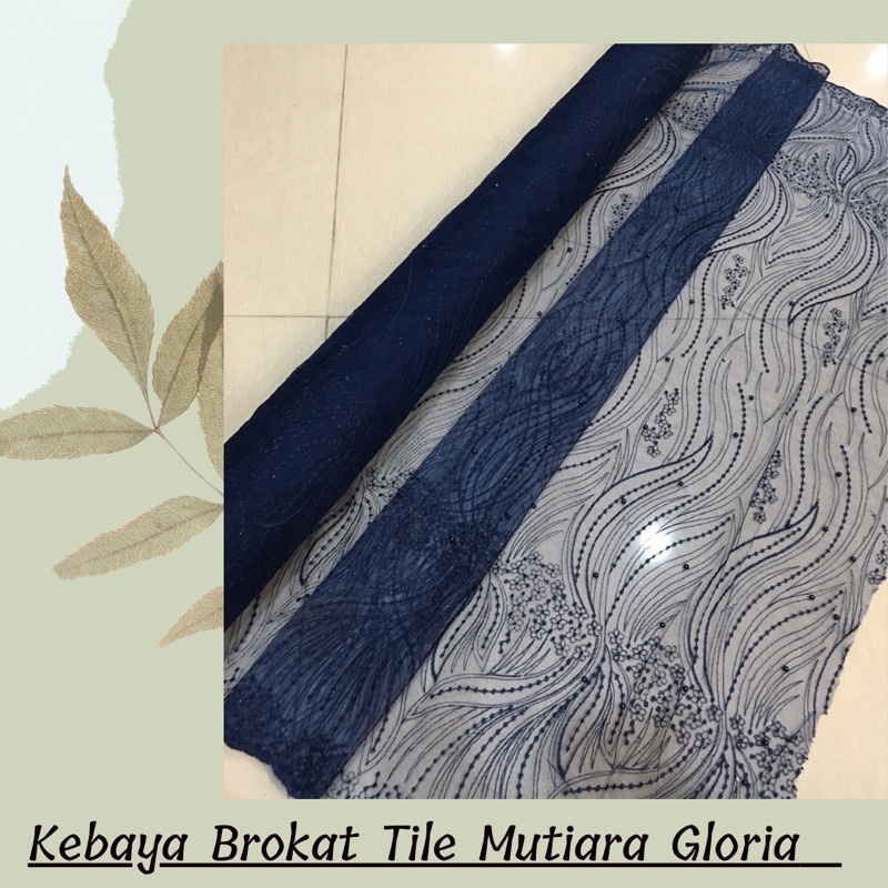 Kain Brukat Tile Mutiara Gloria warna Biru Navy Dongker