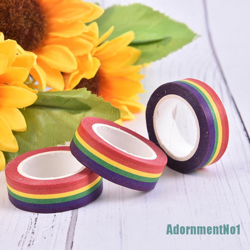 (AdornmentNo1) 10m / Roll Tape / Selotip Warna Pelangi Untuk Dekorasi Album Foto / Scrapbook