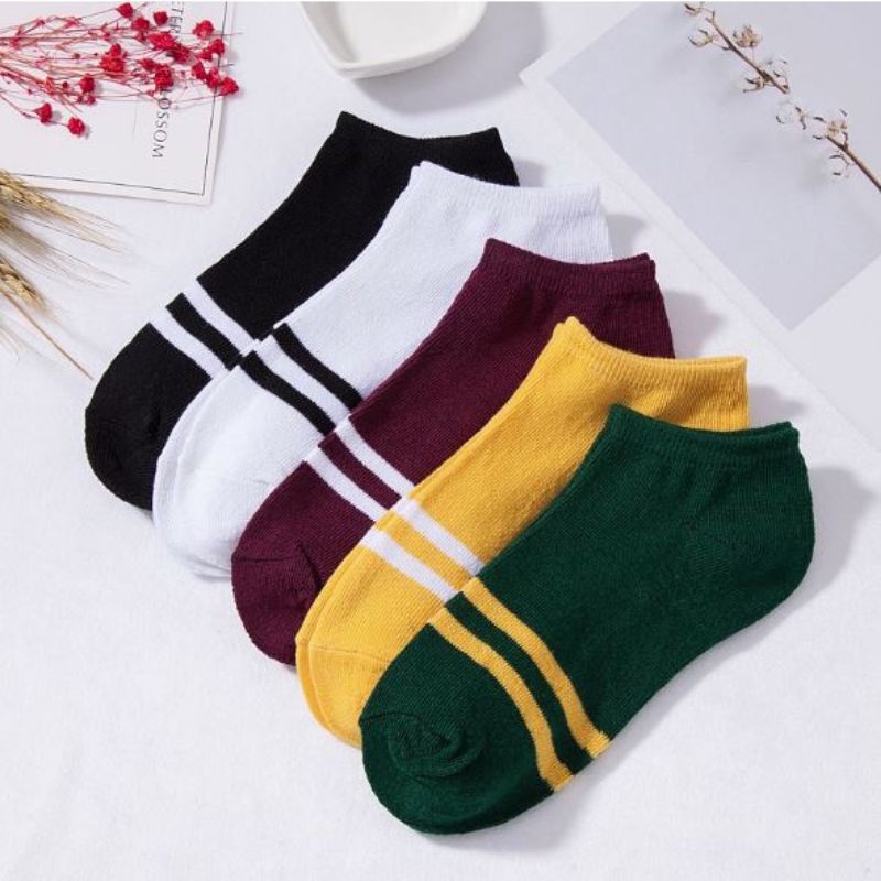 KAOS KAKI Angkle Semata Kaki Motif Garis Dua Kaos Kaki Cute Kaos Kaki Fashion Korea TERLARIS!!