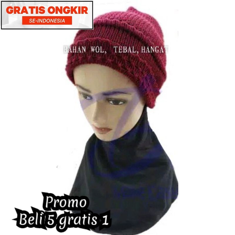 COD CIPUT RAJUT BANDANA 3-LPS TERMURAH ! Ciput Rajut emak - kupluk Rajut Korolok untuk ibu dan nenek