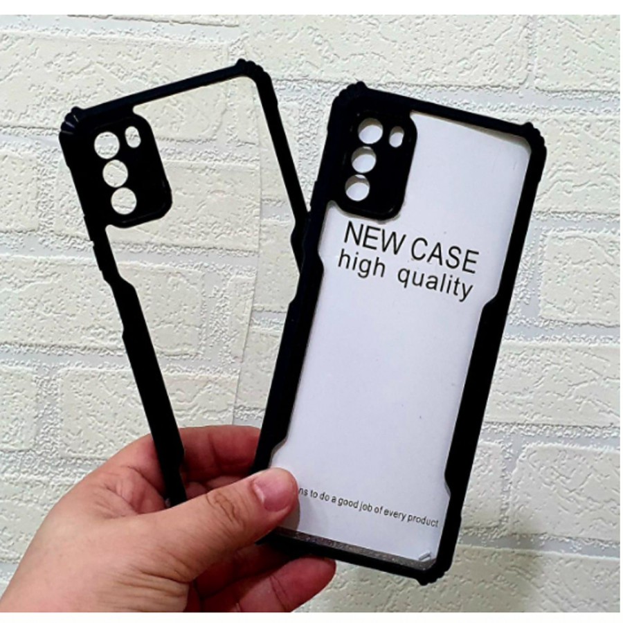 Case Samsung A02S 2021 Shockproof Transparent  Casing + Skin Carbon