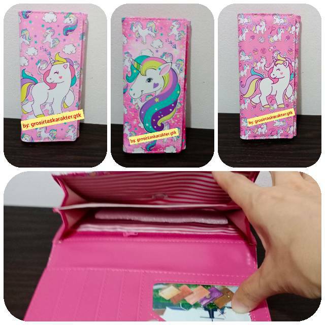 Dompet Anak Karakter Unicorn Lipat Panjang Import Murah Dompet Anak Cewek Perempuan