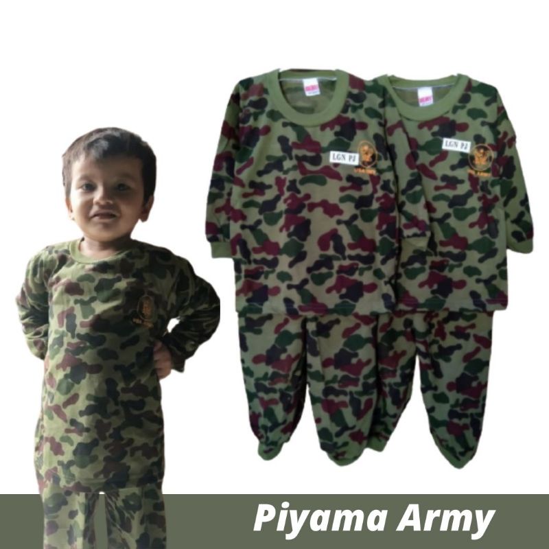 setelan baju anak motif army doreng /piyama doreng  army /baju tidur motif army / baju tentara anak