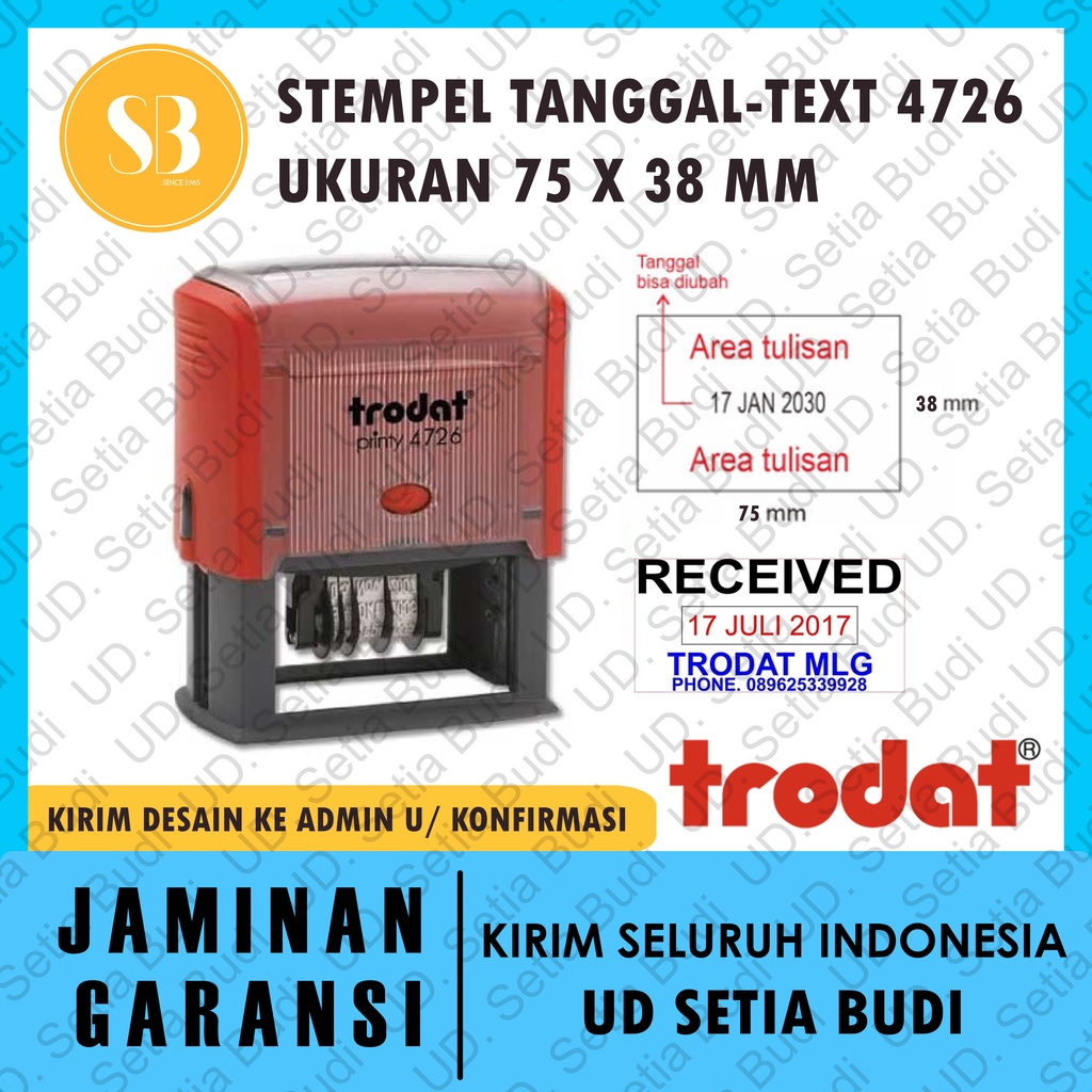 Stempel Trodat Tanggal Custom 4726 ukuran 75 x 38 mm