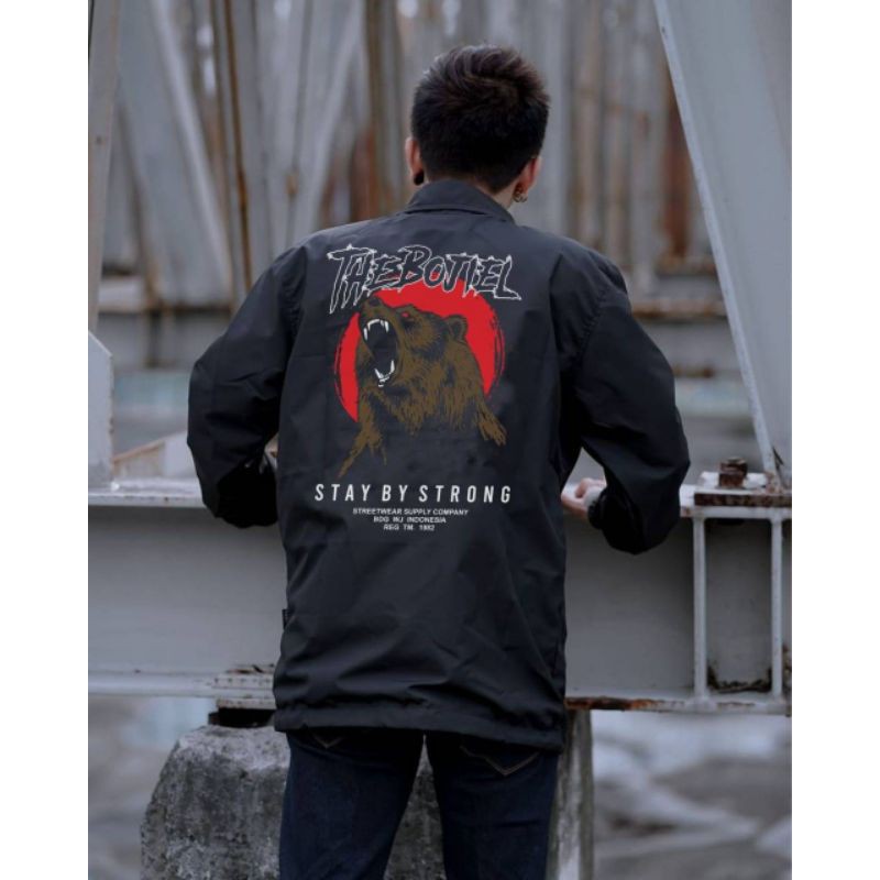 Jaket Pria - Jaket Coach Distro Windbreaker Sablon Gambar Beruang