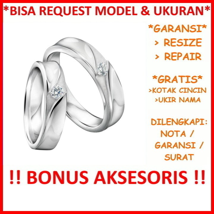 Gratis Ukir Nama Garansi Silver Asli Bisa Pesan Model Cincin Kawin Couple Perak Tunangan Nikah Id528