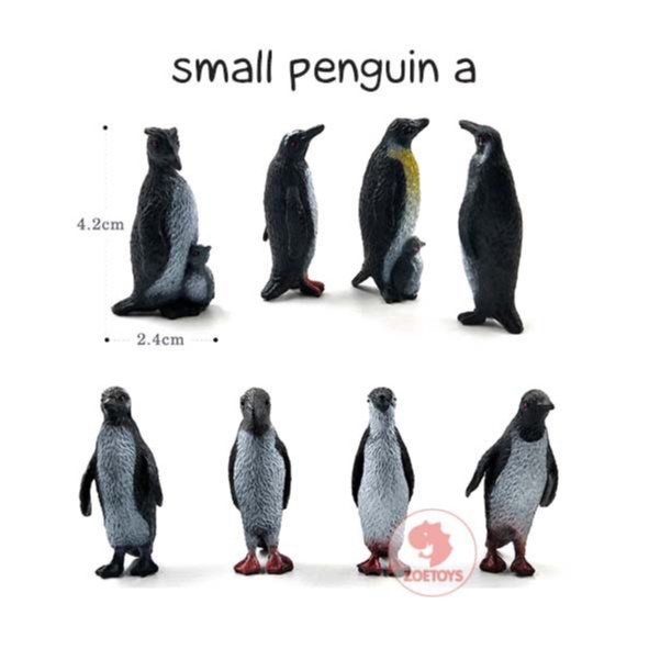 Zoetoys Small Penguin A | Figurine Figure Hewan Animal Model Binatang Karet Pinguin Lucu Koleksi Diorama Maket Miniatur Antartica | Mainan Edukasi Anak Toys