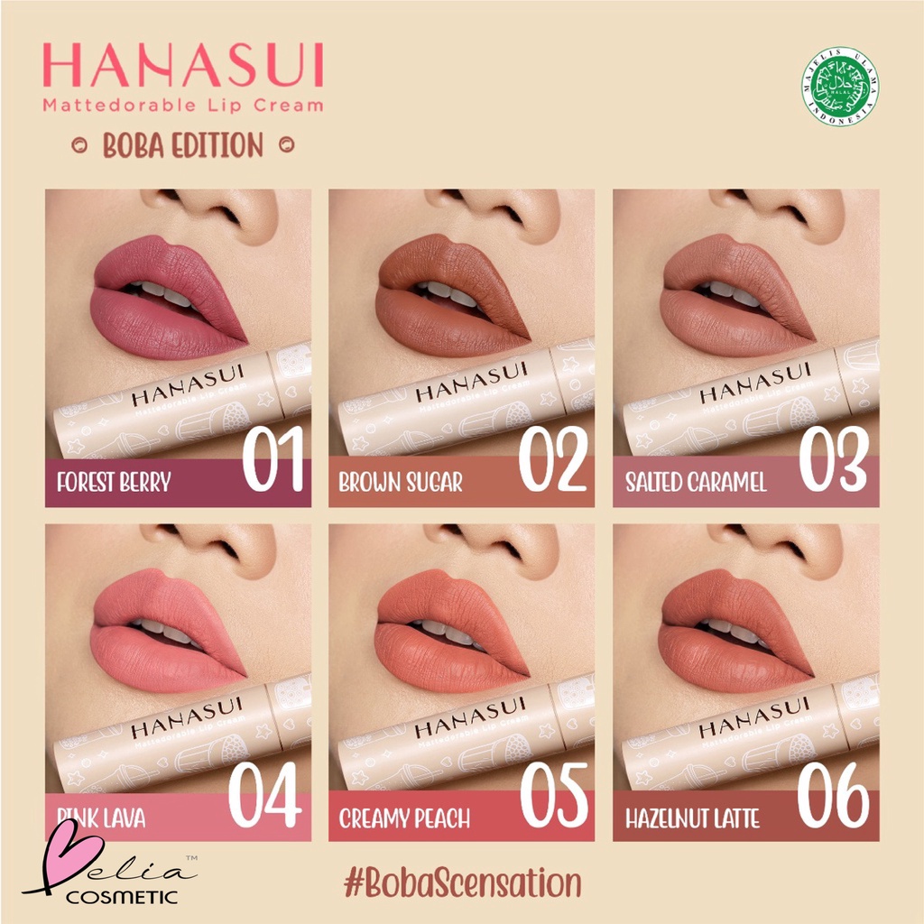 ❤ BELIA ❤ HANASUI Mattedorable Lip Cream | Tintdorable Lip Tint | Tintdorable Lip Stain | Lip Tint | HALAL | Liptint lipstick kosmetik bibir aqua jelly tint transferproof