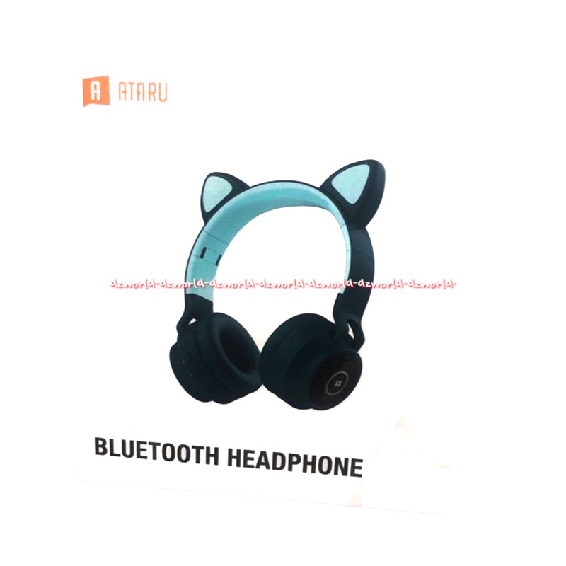 Ataru Bluetooth Headphone Bluetooth Alat Dengar Musik Model Kucing Busa Empuk Attaru Head Phone Blue Tooth Cat