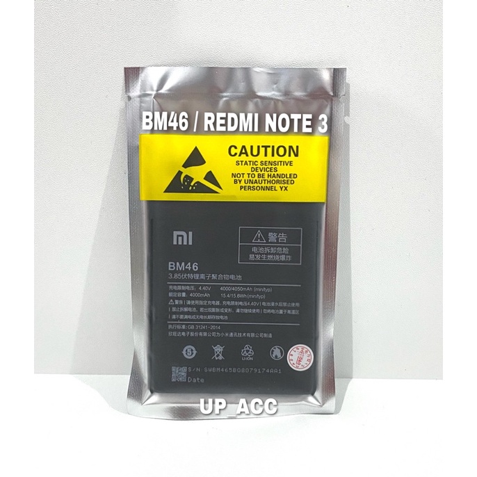 Baterai Hp XIAOMI REDMI NOTE 3 / BM46 / BM-46 / BM 46 Original Batre battery Batrai Ori OEM