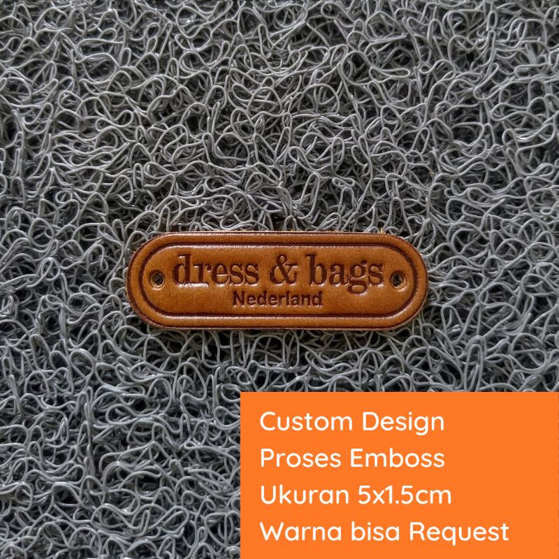 Best Seller Label Kulit Sapi - Label Kulit Emboss / Deboss Logo Merk Oval plus Lubang