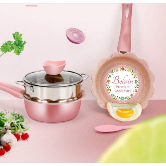 Belvin Cooking Set + Steamer Set Panci Steamer Serbaguna Kado Baby Set Panci Frypan MPASI Milk Pan