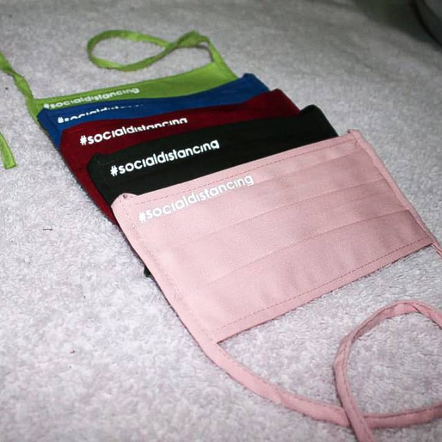 MASKER KAIN BAHAN DRILL / OXFORD MOTIF SOCIAL DISTANCING poliflex