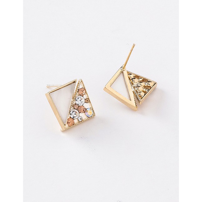 LRC Anting Tusuk Fashion 925 Silver Needle Flash Drill Stitching Square Irregular Acrylic Earring