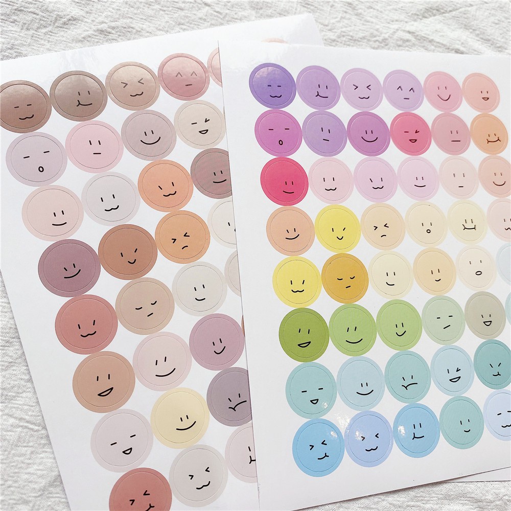 BRGUNIK 1Lembar INS Smiley Face Stiker Scrapbooking Planner Label Stiker Alat Tulis Sekolah R441