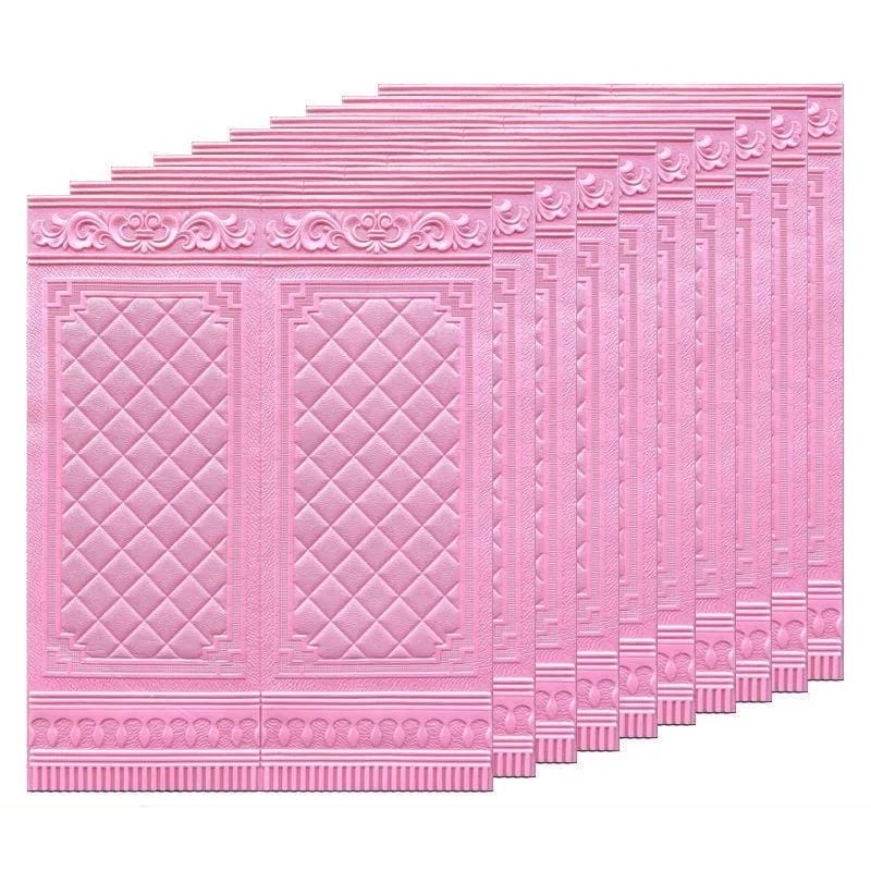 READY SEMUA WARNA [TEBAL] Wallpaper 3D Foam Tembok Dinding Motif Pintu Jendela/Stiker Foam 3D Dinding Dekorasi Ruangan-Dinding ~ Batik Pink