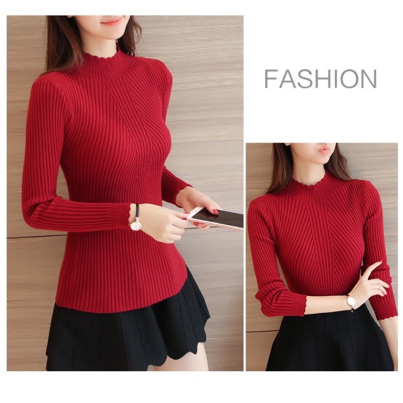 Woman Knit Sweater Top Import Premium ( Atasan Blus rajut wanita kerah biasa )