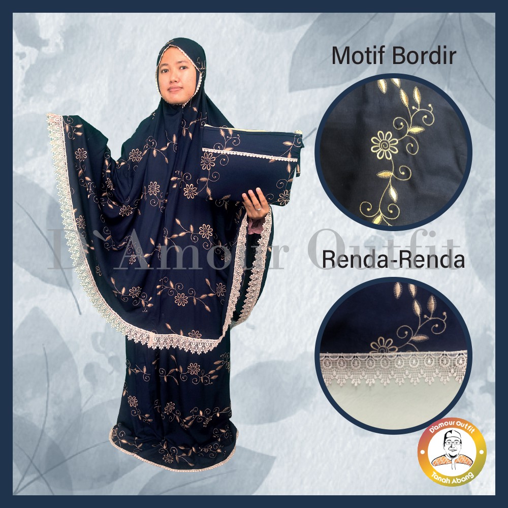 Mukena Travel, Mukena Travelling, Mukena Travelling Dewasa, Mukena Gracella Bordir Rayon Premium