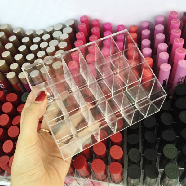 RAK KOTAK KOSMETIK TEMPAT LIPSTIK KUTEK MULTIFUNGSI AKRILIK 24 KOTAK