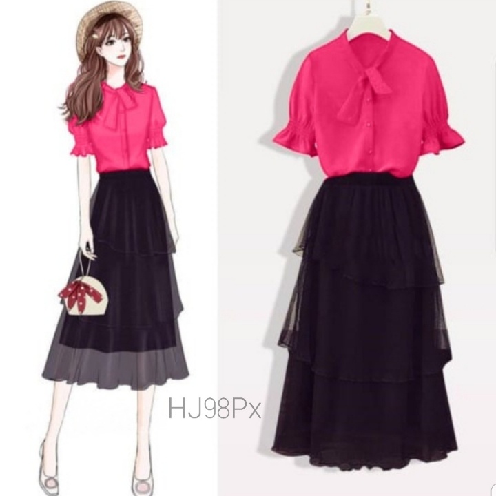 *[VLFK] Setelan Dress Pesta / One Set Wanita / Setelan Rok dan Baju / Setelan Terbaru Wanita