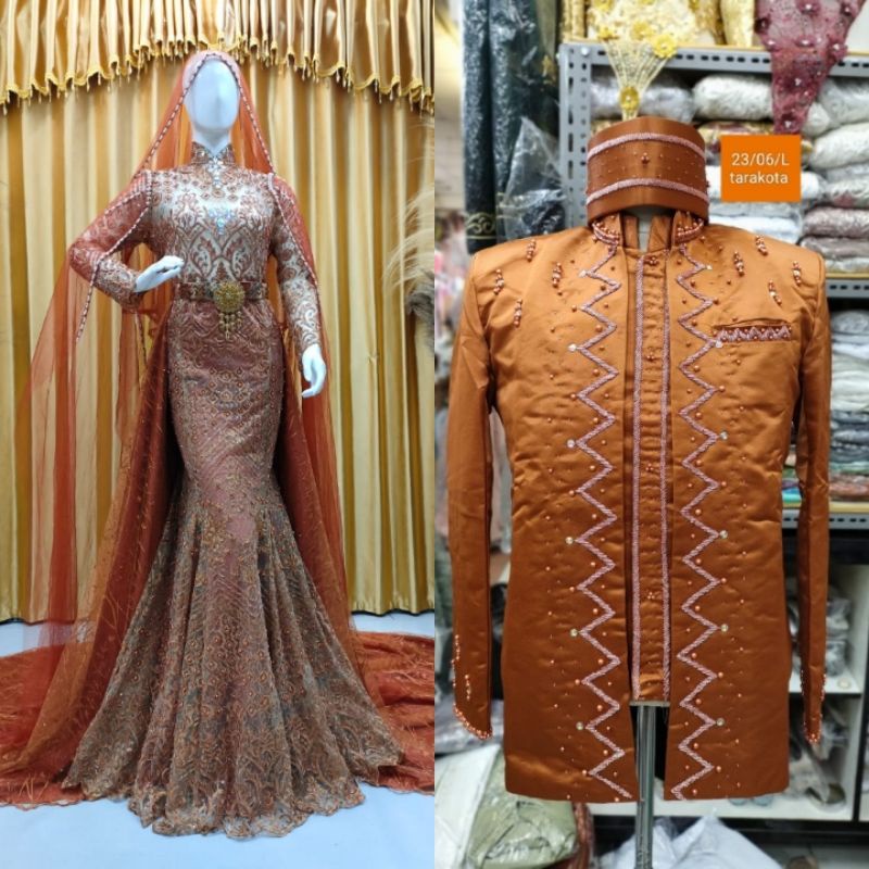 TERLARIS SEPASANG GAUN PENGANTEN SLIM DRES MUMER // GAUN CAUPLE MODREN / GAUN DRESS WEDDING /BAJU PENGANTIN COUPLE/KEBAYA PENGANTIN BEREKOR/GAUN SLIM MEWAH/GAUN MASA KINI