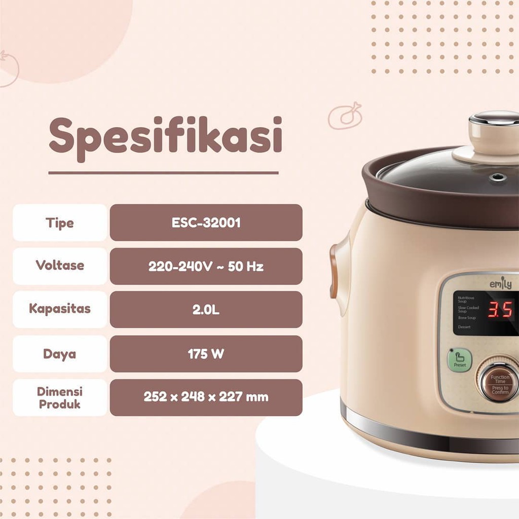 Emily Slow Cooker 2L and 2.8L / Mpasi bayi