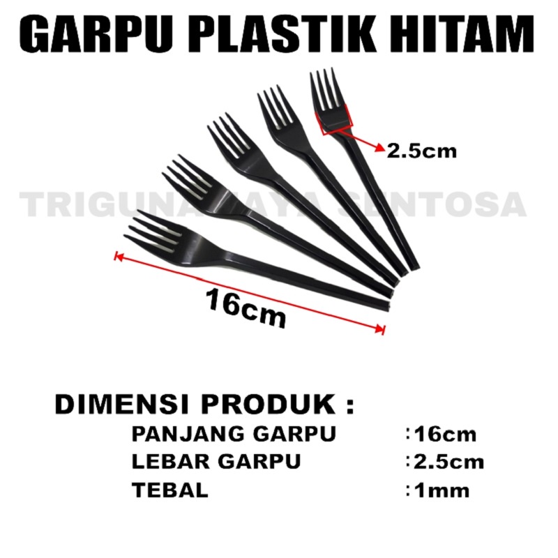 Garpu Makan Plastik Trifinity Panjang Kuat Tebal Murah Bening atau Hitam atau Putih Per Dus Jskrm