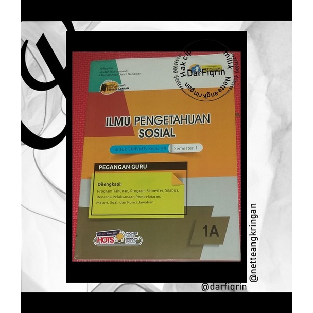 Pegangan Guru IPS Kelas 7 8 9 Semester 1 SMP/MTs K13 Rev 2018 HOTS-Kartika-Maryani dkk