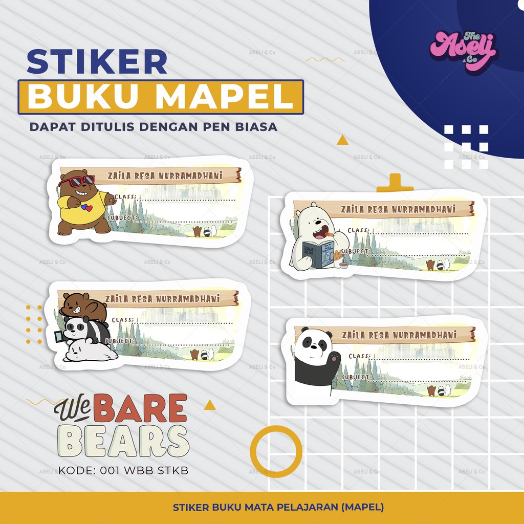 

STIKER BUKU MAPEL / MATA PELAJARAN MINECRAFT , BARE BEARS