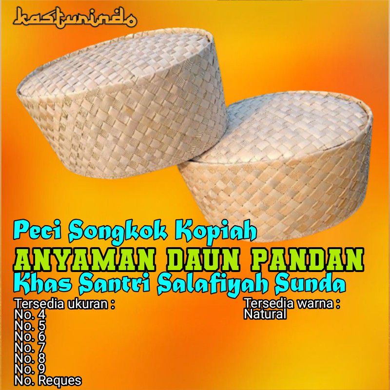 Peci Pandan Kopiah Anyaman Daun Pandan Songkok Tikar Unik Tradisional Mendoan Santri Salafi