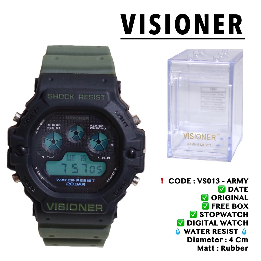 jam tangan pria wanita ORIGINAL Visioner DIgital watch sporty anti air free box anti air garansi 1 tahun VS015