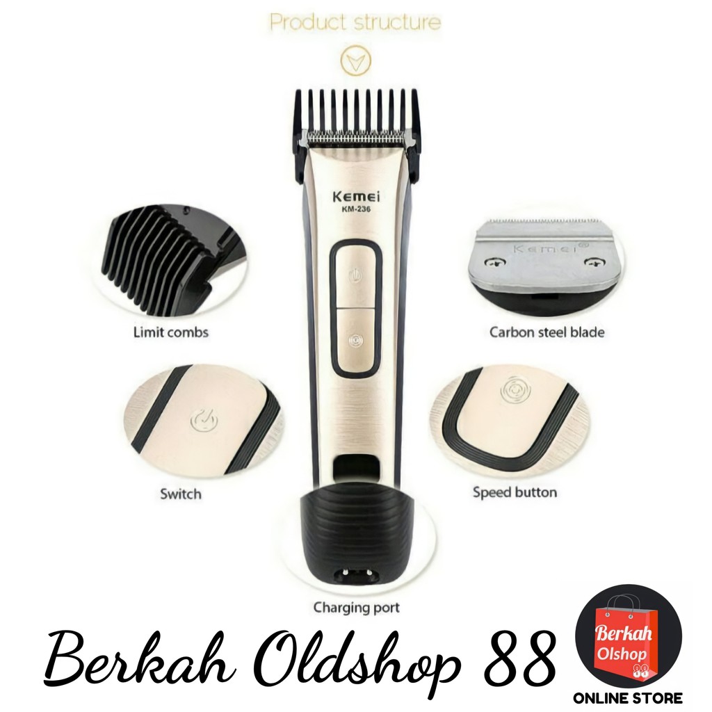 BERKAH OLDSHOP 88 - KEMEI KM 236 CAS CUKUR ANAK/BAYI/KUMIS/JENGGOT HAIR CLIPPER KM-236