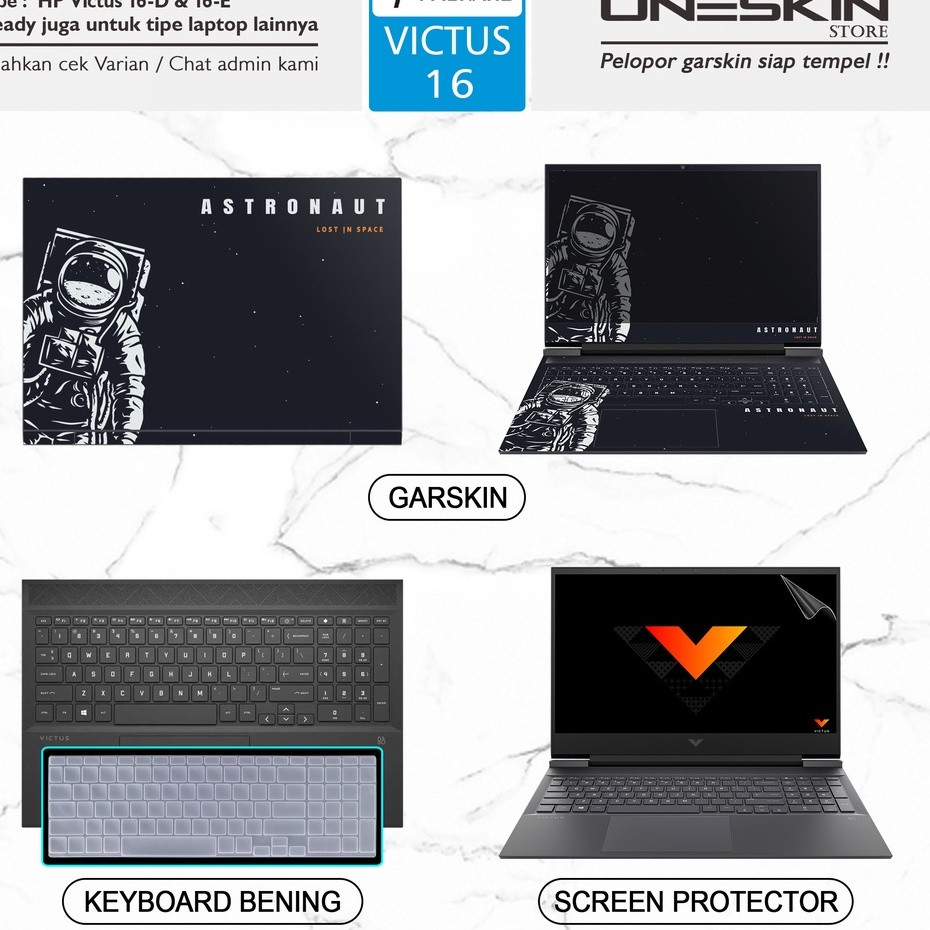 Garskin Sticker Laptop Pelindung Keyboard Screen Protector HP Victus 16-d d0107tx d0108tx d0109tx d0110tx Gambar Full Body Glossy Doff Silikon Bening