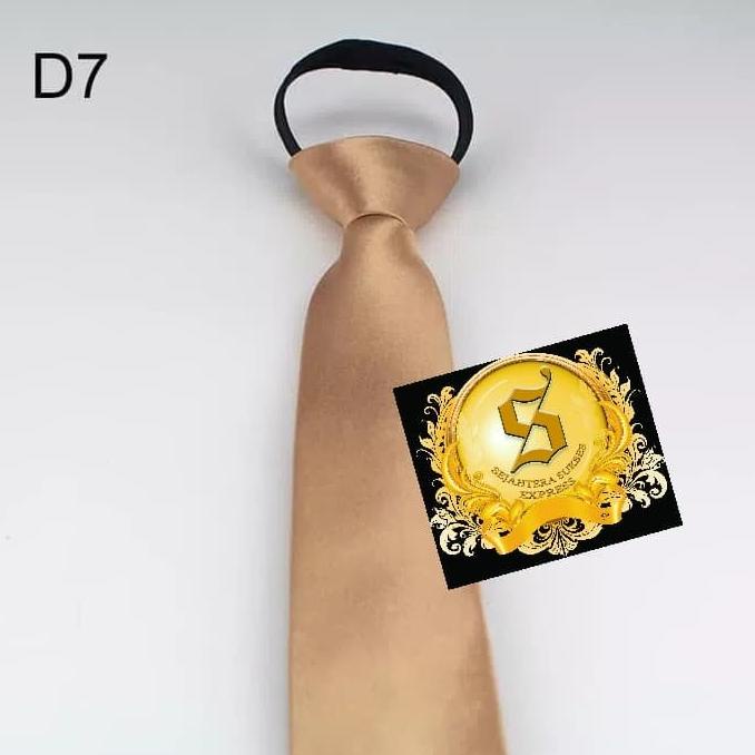 dasi import resleting langsung pakai slim silk satin gold champagne