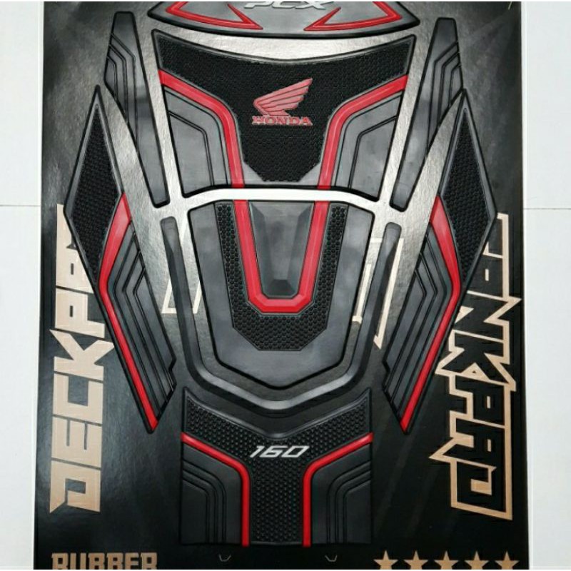 TANKPAD PCX 160 KARET TIMBUL 3D MERAH GOLD BIRU SILVER PUTIH-GREY