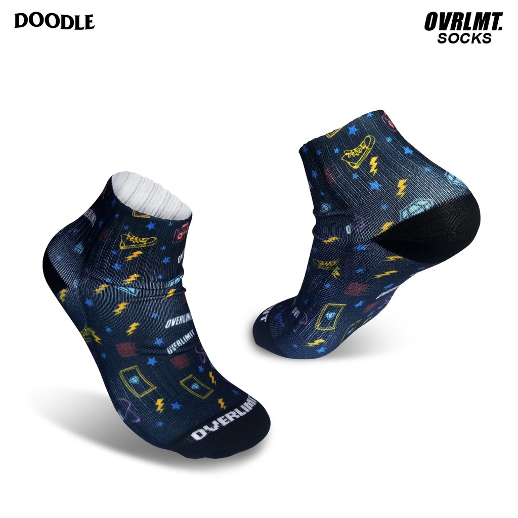 OVERLIMIT Doodles - Kaos Kaki Pendek Pria Wanita Tebal Motif Distro Kaoskaki Premium Print Sock Uniseks Kaus kaki Printing Unisex Koskaki Print Cewek Kauskaki Cowok Ukuran Mata Kaki Terbaru Kasut Kantor Sekolah Formal Model Oldschol Oldschool Oldskol