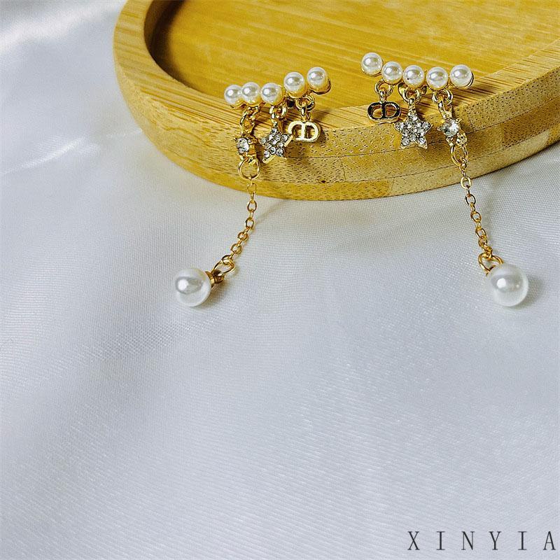 Anting Stud Rumbai Mutiara Bentuk Bintang Untuk Wanita
