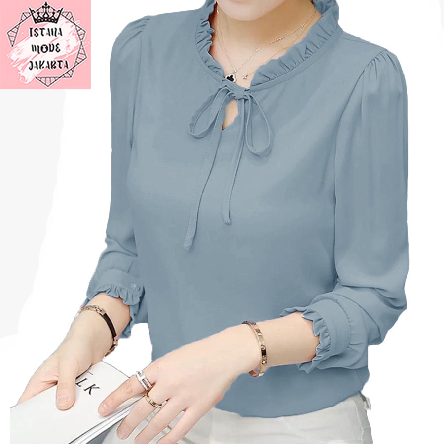 ISTANA MODE JAKARTA Aurelia baju atasan wanita terbaru blouse korean style blouse wanita lengan panjang-3