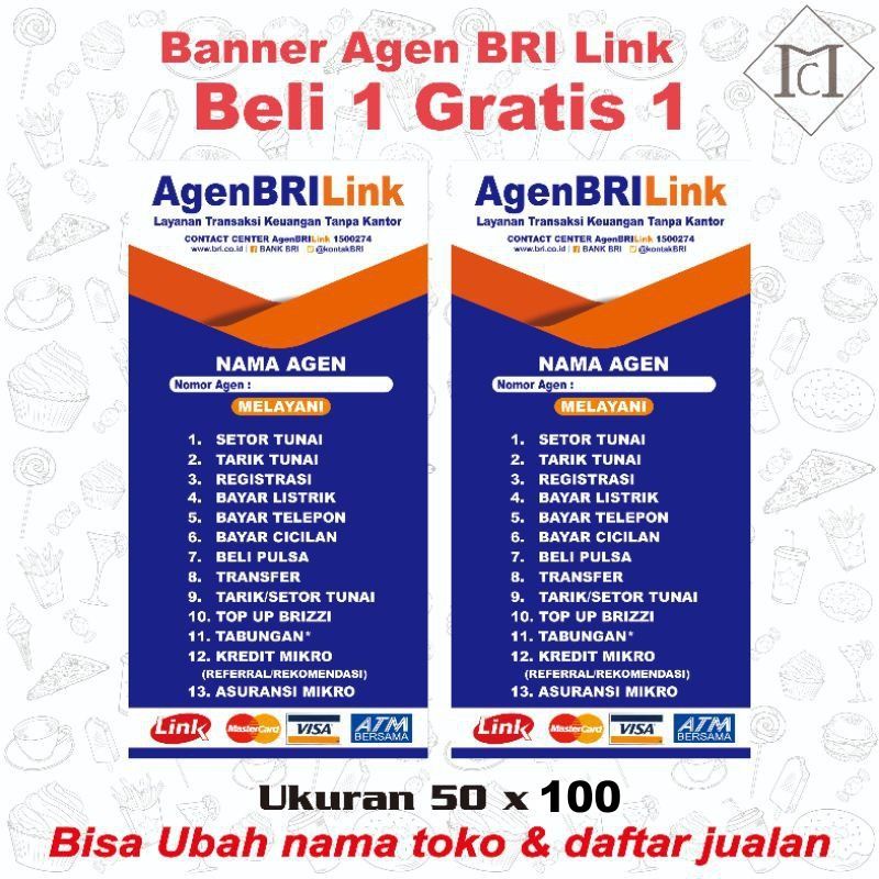 Banner Spanduk Agen BRILINK ukuran 50x100 (buy1 get1)