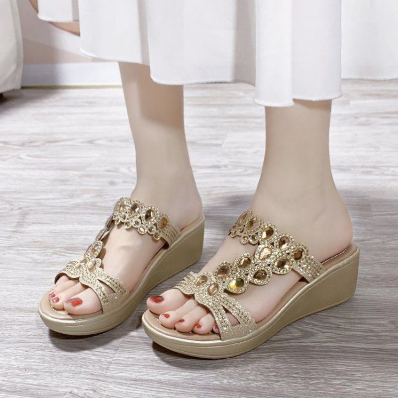 Permata  Sandal Wedges Wanita Import 8899 Quality Premium