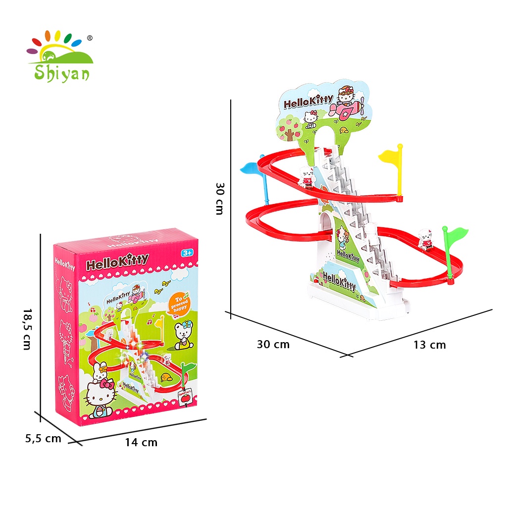 [Shiyan] mainan tangga rel berkarakter dengan musik seluncuran electric climbing stair rail car toys