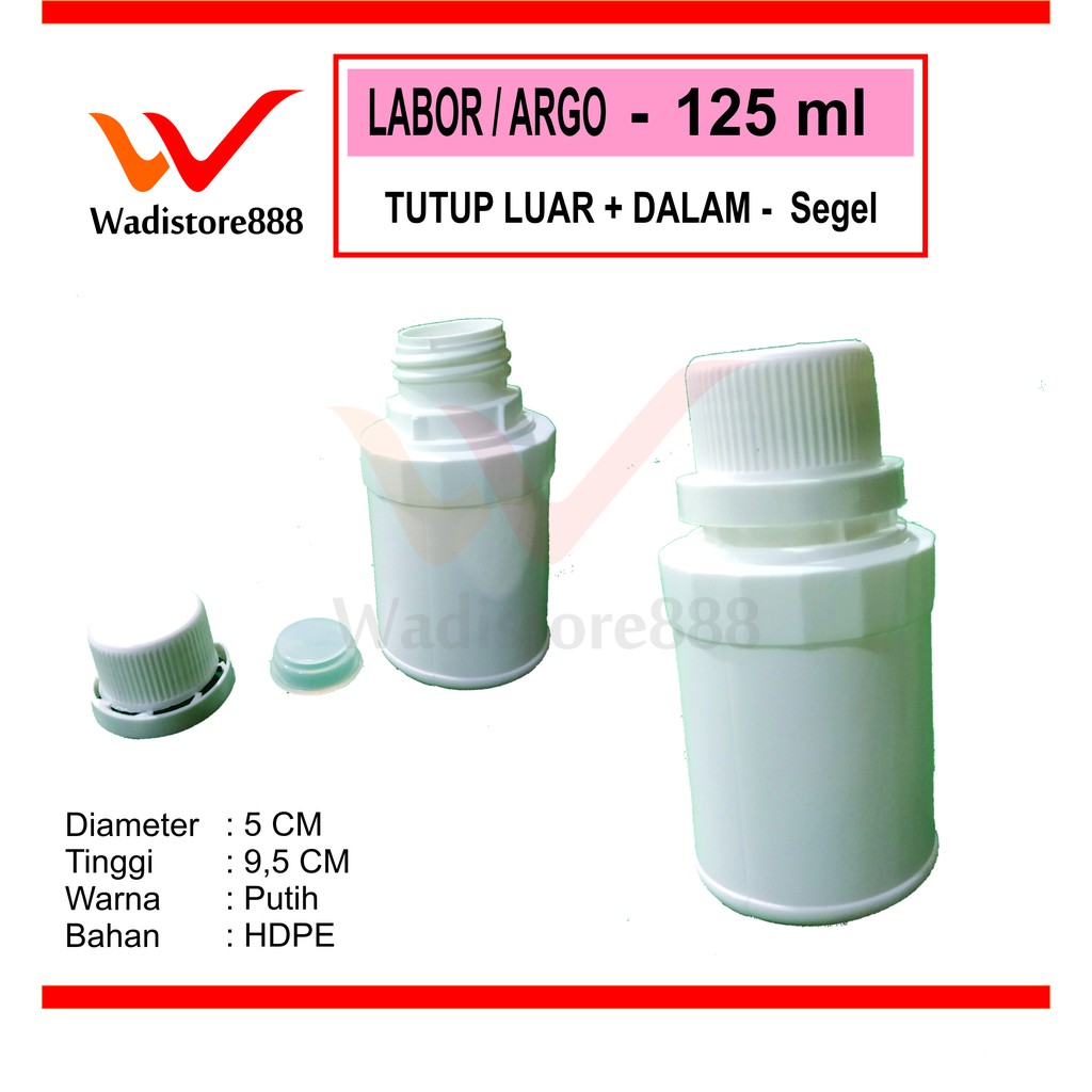 Botol LABOR 125 ml agro Pert 125ml Plastik HDPE solid pupuk Bulet cc PUTIH NEW