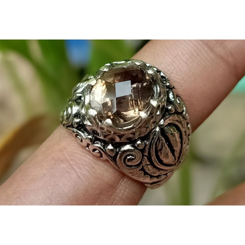 natural smoky Quartz ring tanam