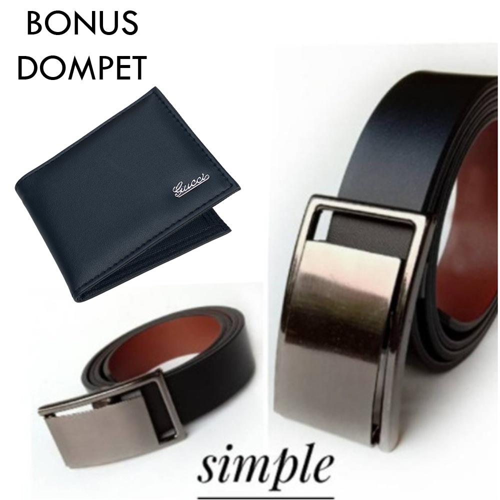 GRATIS DOMET KULIT Ikat Pinggang Pria Kulit PU P501 Gesper Formal Kantor Gesper Sekolah SD SMP SMA Gesper hangout Ikat Pinggang Pria dan Wanita + Bonus Dompet
